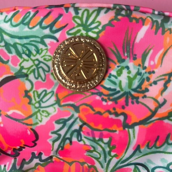 Lilly Pulitzer Pink and Green Cosmetic Bag with Tropical Floral Design - Picture 2 of 6